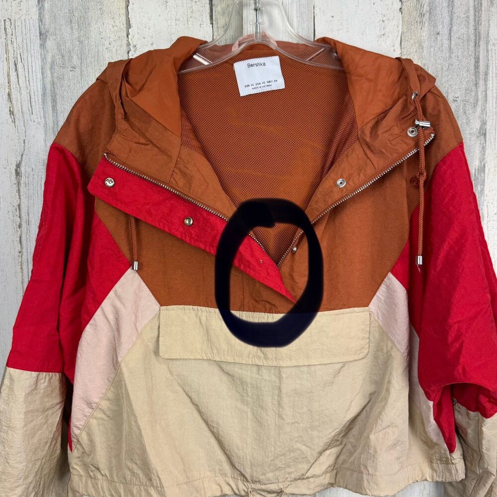 Bershka color block crop windbreaker jacket size XS - Picture 3 of 8
